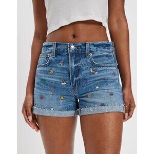 American Eagle AE Denim '90s Boyfriend Short Embroidered Size 4 EUC!!!